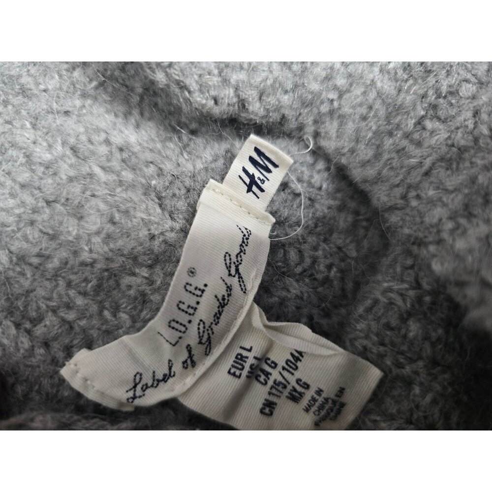 L.O.G.G. H&M Grey Knit Oversized High Neck Sweater Wool Alpaca Large - Picture 3 of 7